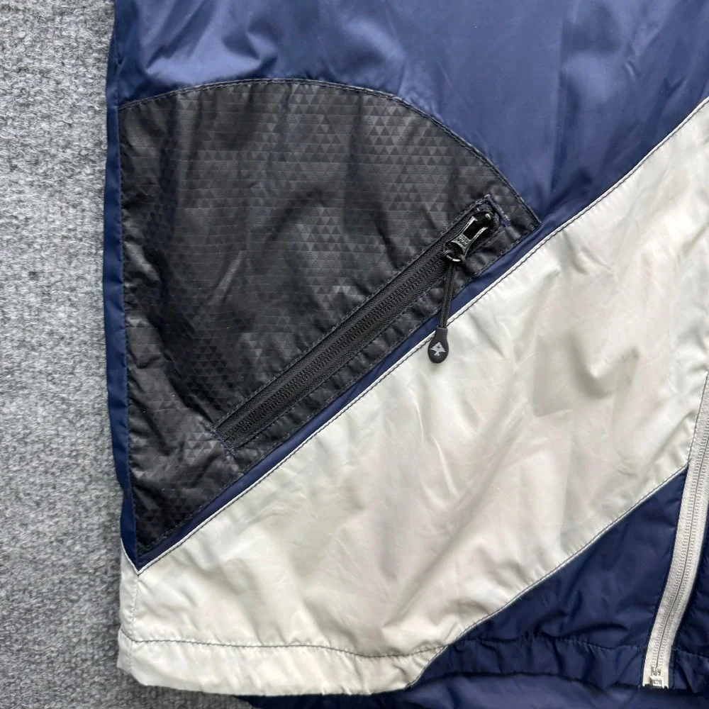 LRG Lifted Research Group Windbreaker Jacket Men XL Teal Navy Blue Outdoor